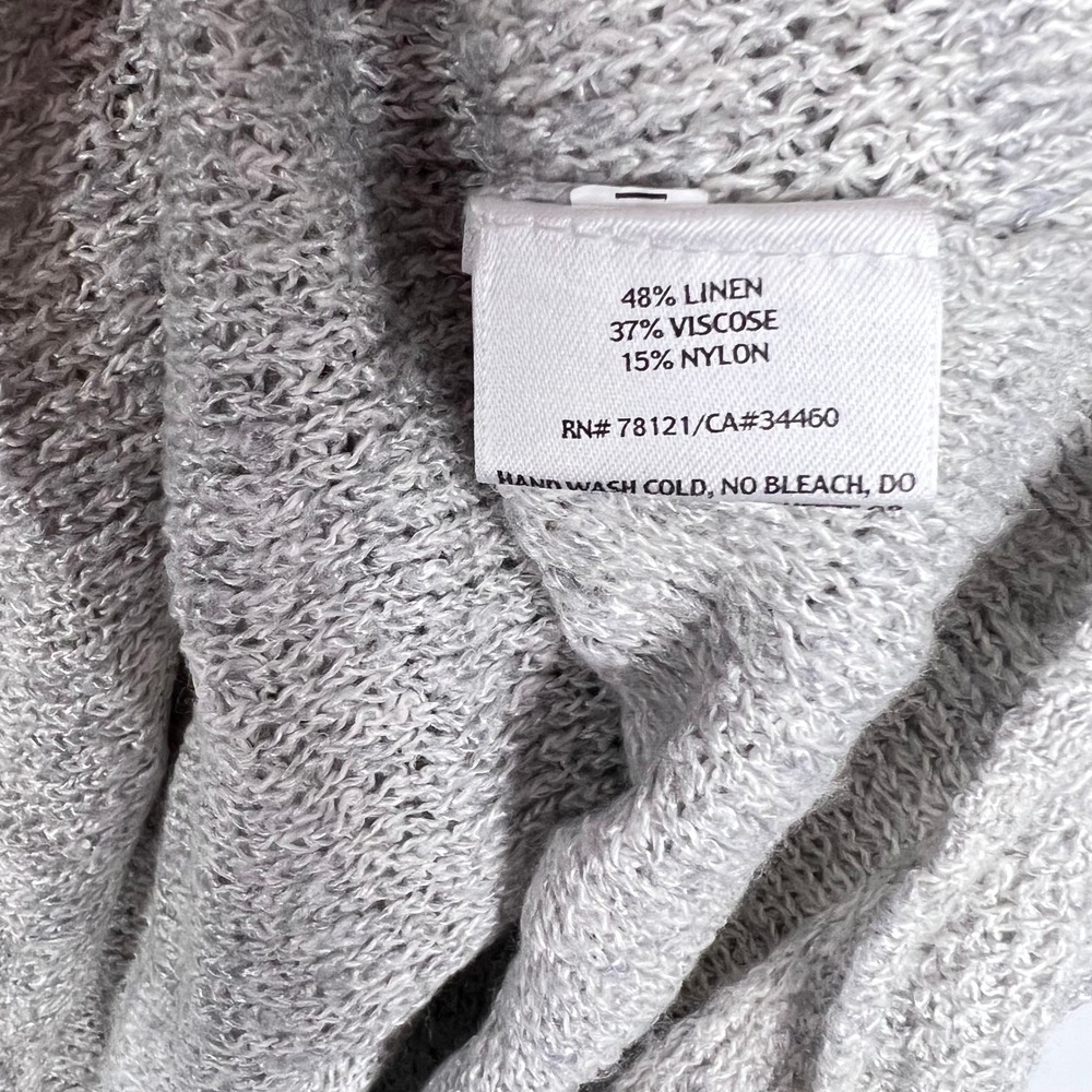 Eileen Fisher Tunic Sweater Womens M Linen Blend V-Neck Short Sleeve Gray Boho - Picture 11 of 13